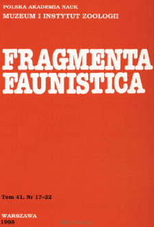 Fragmenta Faunistica - Strony tytułowe, spis treści - t. 41, nr. 17-22 (1998)