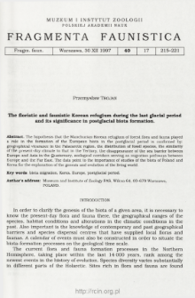 The floristic and faunistic Korean refugium during the last glacial period and its significance in postglacial biota formation