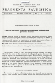 Numerical methods of biodiversity studies and the problems of the protection of nature