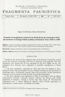 Faunistic investigations conducted in North Korea by researchers from the Institute of Zoology Polish Academy of Sciences from 1959 to 1990