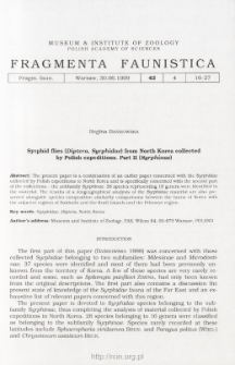 Syrphid flies (Diptera, Syrphidae) from North Korea collected by Polish expeditions. Pt. 2, (Syrphinae)