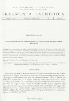 New distributional data on Dermastidae (Coleoptera) from Iraq and Arabian Peninsula