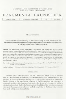 Assessment of microsite diversity of the coastal variety of Scots pine forests: the sink and source theory applied to epigeic staphylinids (Coleoptera: Staphylinidae) at the populational and community level