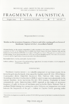 Studies on the occurrence frequency of insects and mites causing galls on leaves of hornbeam Carpinus betulus L. in southern Poland