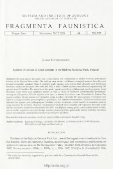 Spiders (Araneae) of open habitats in the Biebrza National Park, Poland