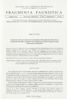 Centipede antennal characters in taxonomy with particular reference to scolopendromorphs and antennal development in pleurostigmomorphs (Myriapoda, Chilopoda)