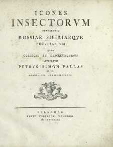 Icones insectorum : praesertim Rossiae Sibiriaeque peculiarium [...]