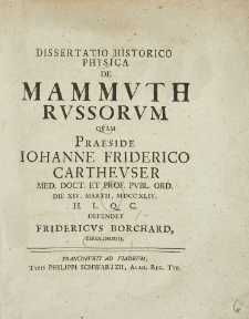 Dissertatio historico-physica de mammuth russorum