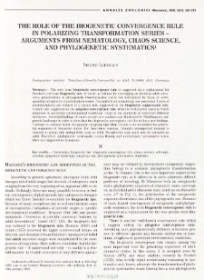 The role of the biogenetic convergence rule in polarizing transformation series - arguments from nematology, chaos science, and phylogenetic systematics
