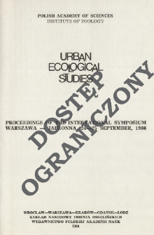 Urban ecological studies [in Central and Eastern Europe] : proceedings of the International Symposium, Warszawa-Jabłonna, 24-25 September 1986