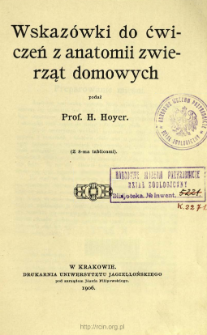 Wskaz&oacute;wki do ćwiczeń z anatomii zwierząt domowych