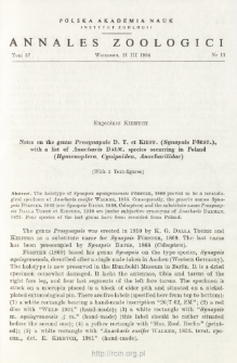 Notes on the genus Prosynapsis D. T. et KIEFF. (Synapsis FÖRST.), with a list of Anarcharis DALM. species occuring in Poland (Hymenoptera, Cynipoidea, Anacharitidae)