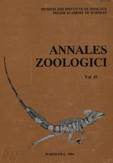 Annales Zoologici - Strony tytułowe, spis treści - t. 45 (1994)