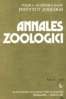 Annales Zoologici - Strony tytułowe, spis treści - t. 41, nr. 4-19 (1988)