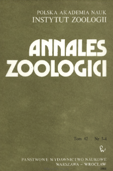 Annales Zoologici - Strony tytułowe, spis treści - t. 42, nr. 3-4 (1988)