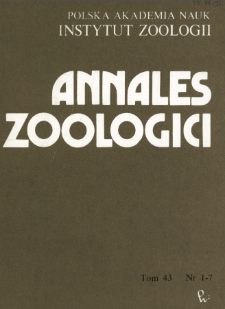 Annales Zoologici - Strony tytułowe, spis treści - t. 43, nr. 1-7 (1989)