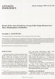 Review of the Ants of Scabriceps Group of the Genus Monomorium Mayr (Hymenoptera, Formicidae)