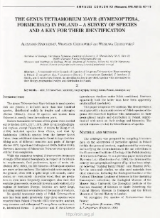 The genus Tetramorium Mayr (Hymenoptera, Formicidae) in Poland - a survey of species and a key for their identification