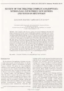 Review of the Thalycra complex (Coleoptera: Nitidulinae) with three new genera and notes on mycophagy