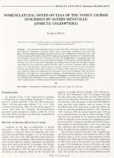 Nomenclatural notes on taxa of the family Lycidae described by Gu&eacute;rin M&eacute;neville (Insecta: Coleoptera)