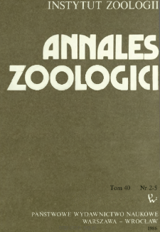 Annales Zoologici - Strony tytułowe, spis treści - t. 40, nr. 2-5 (1986)