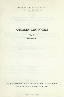 Annales Zoologici - Strony tytułowe, spis treści - t. 40 (1986-1987)