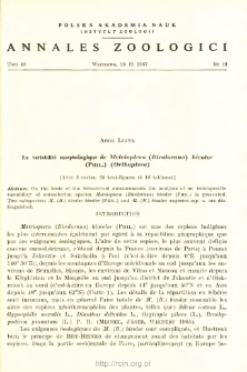 La variabilité morphologique de Metrioptera (Bicolorana) bicolor (PHIL.) (Orthoptera)