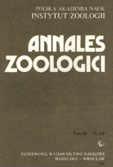 Annales Zoologici - Strony tytułowe, spis treści - t. 40, nr. 6-8 (1986)