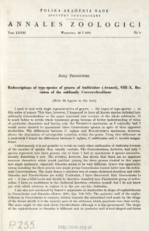 Redescriptions of type-species of genera of Salticidae (Aranei). VIII-X, Revision of the subfamily Coccorchestinae