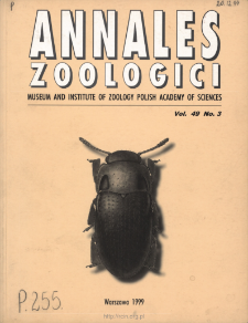 Annales Zoologici - Strony tytułowe, spis treści - t. 49, nr 3 (1999)