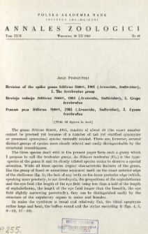 Revision of the spider genus Sitticus SIMON, 1901 (Araneida, Salticidae). I, The terebratus group = Rewizja rodzaju Sitticus SIMON, 1901 (Araneida, Salticidae). I, Grupa terebratus
