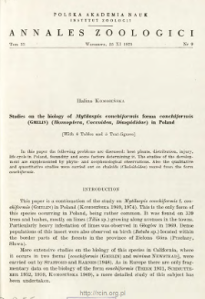Studies on the biology of Mytilaspis conchiformis forma conchiformis (GMELIN) (Homoptera, Coccoidea, Diaspididae) in Poland