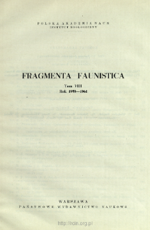 Fragmenta Faunistica - Strony tytułowe, spis treści - t. 8, nr. 1-39 (1958-1961)
