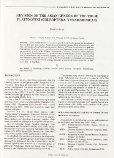 Revision of the Asian genera of the tribe Platynotini (Coleoptera: Tenebrionidae)