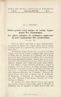 Les esp&egrave;ces polonaises des l&eacute;pidopt&egrave;res appartenant au genre Nephodesme Hbn. (Tortricidae) = Polskie gatunki motyli należące do rodzaju Nephodesme Hbn. (Tortricidae)