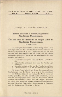 Über den Bau der Mandibeln bei einigen Arten der Phyllopoda-Conchostraca = Budowa żuwaczek u niektórych gatunków Phyllopoda-Conchostraca
