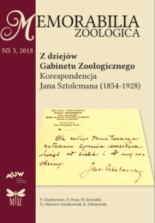 Z dziejów Gabinetu Zoologicznego : korespondencja Jana Sztolcmana (1854-1928)