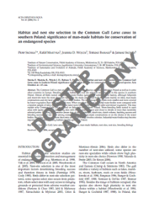 Habitat and nest site selection in the Common Gull Larus canus in southern Poland: significance of man-made habitats for conservation of an endangered species