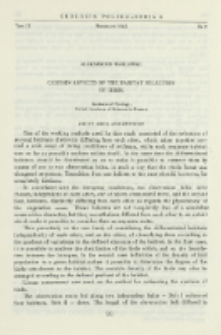 Certain aspects of the habitat selection of birds