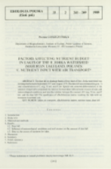 Factors affecting nutrient budget in lakes of the r. Jorka watershed (Masurian Lakeland, Poland). 5, Nutrient input with air transport