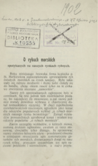 O rybach morskich spotykanych na naszych rynkach rybnych