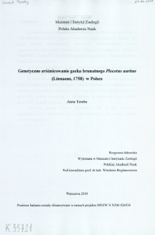 Genetyczne zr&oacute;żnicowanie gacka brunatnego Plecotus auritus (Linnaeus, 1758) w Polsce