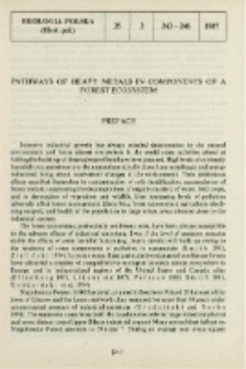 Pathways of heavy metals in components of a forest ecosystem : Preface