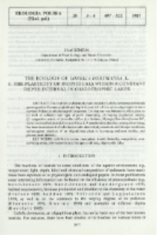 The ecology of Lobelia dortmanna L. 1, The plasticity of individuals within a constant depth interval in oligotrophic lakes