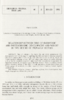 Relationship between time of embryonic and postembryonic development and weight in two species of Tribolium beetles