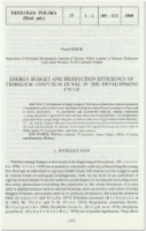 Energy budget and production efficiency of Tribolium confusum Duval in the development cycle