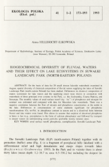 Biogeochemical diversity of fluvial waters and their effect on lake ecosystems in Suwałki Landscape Park (north-eastern Poland)