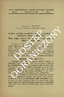 O kilku rzadkich gatunkach ptak&oacute;w w południowo-wschodniej Polsce w roku 1935