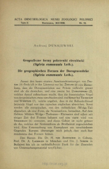 Geograficzne formy pokrzewki cierni&oacute;wki (Sylvia communis Lath.)