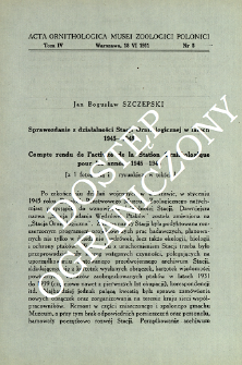 Sprawozdanie z działalności Stacji Ornitologicznej w latach 1945-1948
